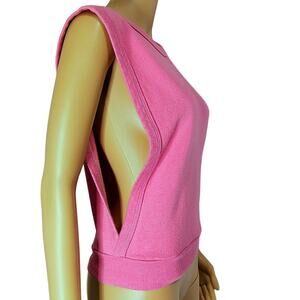 1990s Vintage Pink Sleeveless Top Open Sides Sweatshirt Size Small